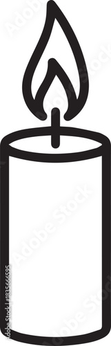 Stylish Christmas Candles Line Art Vector Icon Set. Simple Holiday Outline Symbol. Winter Decoration, Light, Fire, or New Year Design Element.