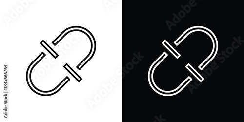 Broken link icons outline drawing. Editable stroke
