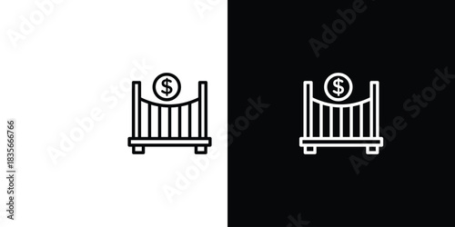 Bridging loan icons outline drawing. Editable stroke