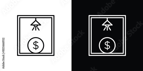Business incubator icons outline drawing. Editable stroke