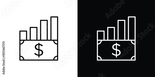 capital gain icons outline drawing. Editable stroke