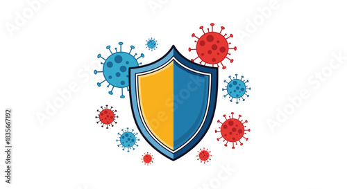 Strong shield providing protection against various viruses and bacteria, symbolizing a robust and healthy immune system defense.