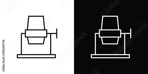 Cement mixer icons outline drawing. Editable stroke