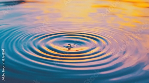 A close-up of a single droplet hitting calm water, creating concentric ripples representing how small actions have far-reaching impacts