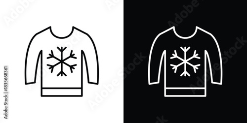 Christmas sweater icons outline drawing. Editable stroke