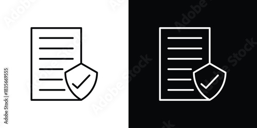 Contract coverage icons outline drawing. Editable stroke