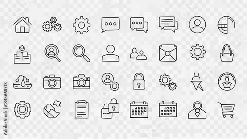 Collection of outline style web icons for user interface design use brazil ceara