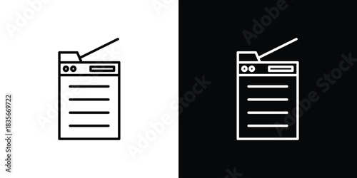 Copier icons outline drawing. Editable stroke