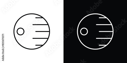 Death star icons outline drawing. Editable stroke