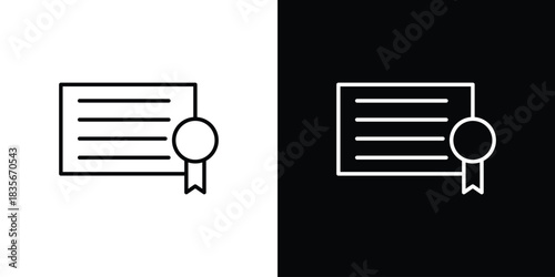 Diploma icons outline drawing. Editable stroke