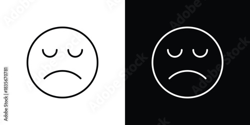 Depression icons outline drawing. Editable stroke