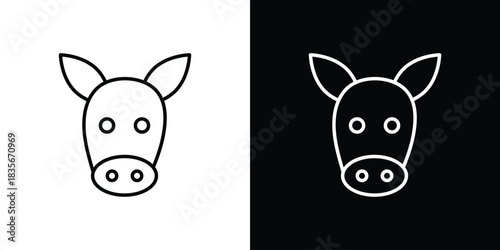 Donkey icons outline drawing. Editable stroke