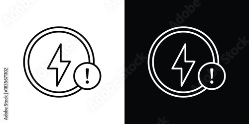 Electric Problem icons outline drawing. Editable stroke