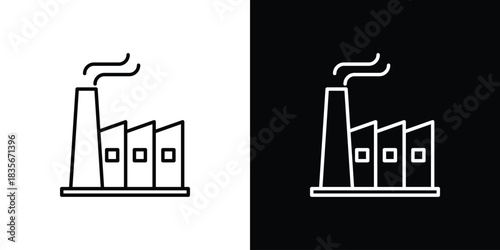 Factory icons outline drawing. Editable stroke