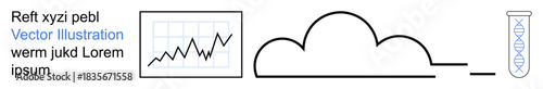 Technology, science, data analytics, cloud storage, research, and connectivity. A data graph, cloud diagram and lab test tube illustrate technological and scientific . Data analytics and cloud