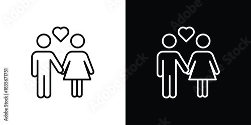 Girlfriend icons outline drawing. Editable stroke