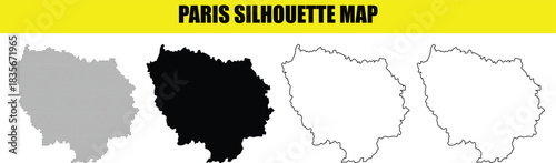 Paris silhouette map of france with dot black white and outline versions for designers to select vector eps editable scalable illustration