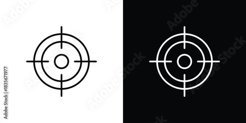Gun target icons outline drawing. Editable stroke
