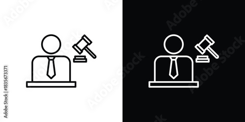 Lawyer icons outline drawing. Editable stroke