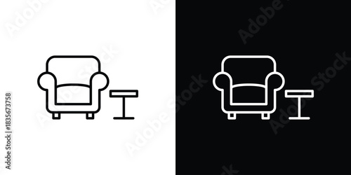 Lounge icons outline drawing. Editable stroke