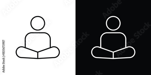 Meditating icons outline drawing. Editable stroke