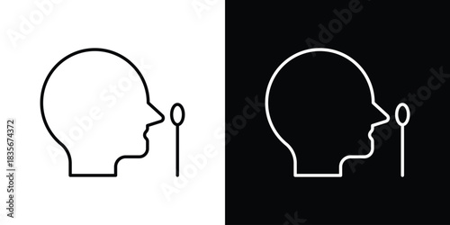 Nasal swab icons outline drawing. Editable stroke