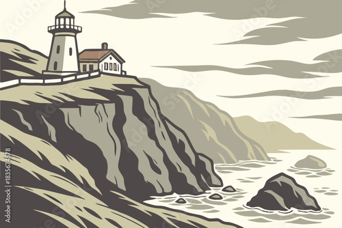 Rugged cliffs and lighthouse at Point Reyes California