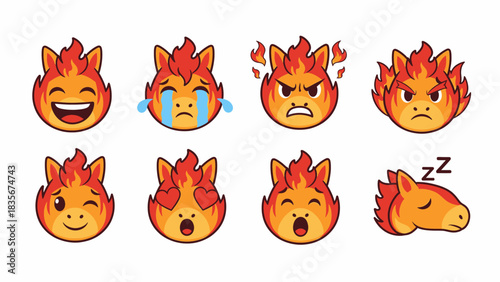 Collection of Emotional Fire Character Emoticons and Avatars