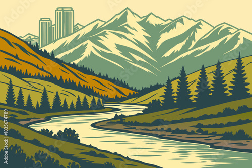 River running through Ozark Mountains in Arkansas