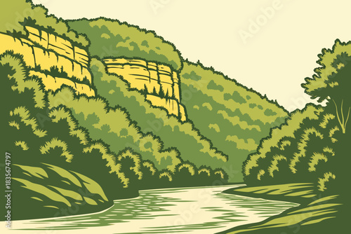 River running through mountains near Denver skyline, Colorado.