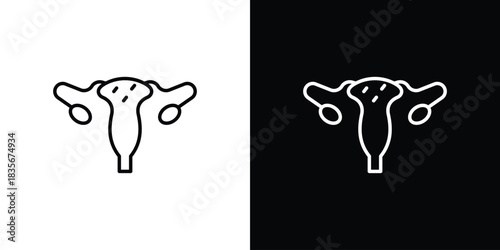 Pelvic inflammatory disease icons outline drawing. Editable stroke