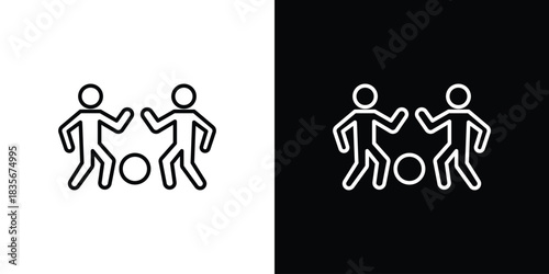 People playing Ball icons outline drawing. Editable stroke