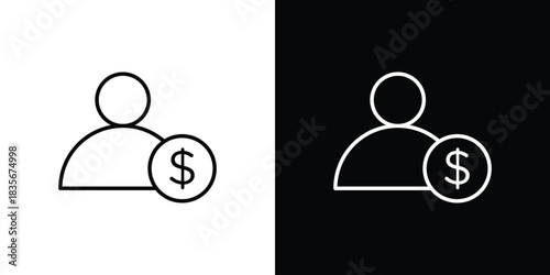 Personal loan icons outline drawing. Editable stroke