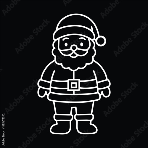Charming cartoon Santa Claus illustration with a friendly beard and hat, perfect for holiday greetings.