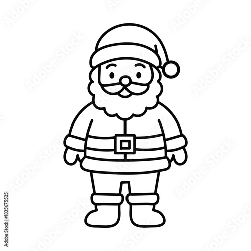 Charming black and white illustration of Santa Claus ready for Christmas fun.
