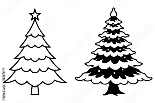 set of christmas trees