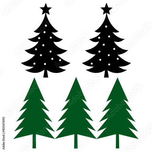 set of christmas trees
