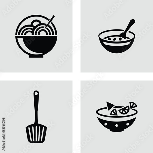 Set of minimalist food icons simple flat vector design element for web and mobile apps isolated on white background