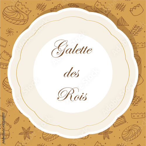 Galette des rois - French epiphany king cake social media template, background, vector design.