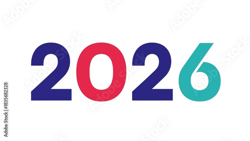 Colorful number 2026 logo design for the New Year. Modern vector illustration with vibrant typography isolated on a white background