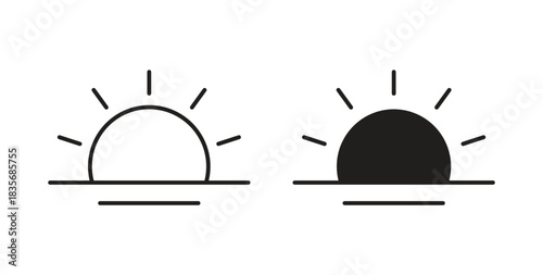Sunrise icons, vector symbols. filled flat sign