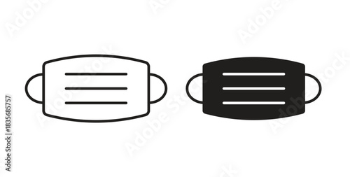 Surgical mask icons, vector symbols. filled flat sign