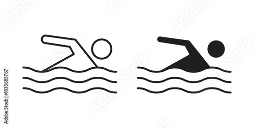 Swimming icons, vector symbols. filled flat sign
