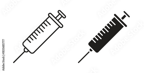 Syringe icons, vector symbols. filled flat sign
