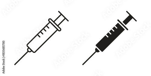 Syringe injection icons, vector symbols. filled flat sign