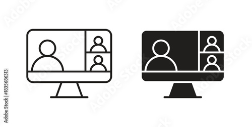 Video chat icons, vector symbols. filled flat sign
