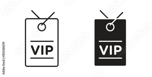 VIP pass icons, vector symbols. filled flat sign