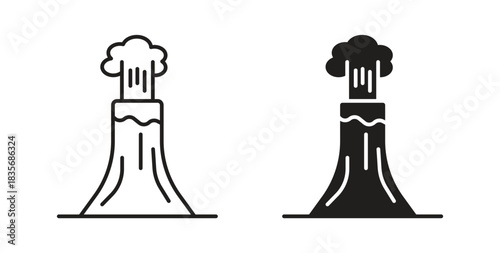 Volcano icons, vector symbols. filled flat sign