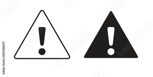 Warning triangle icons, vector symbols. filled flat sign