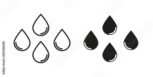 Water drop shape icons, vector symbols. filled flat sign